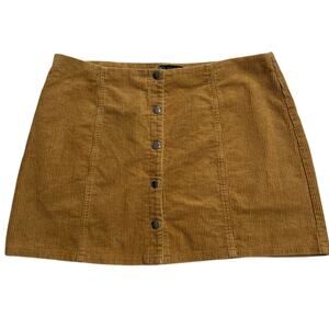 Forever 21 Corduroy Button Up Mini Skirt Womens Plus Size 2X Brown *Tiny Flaw